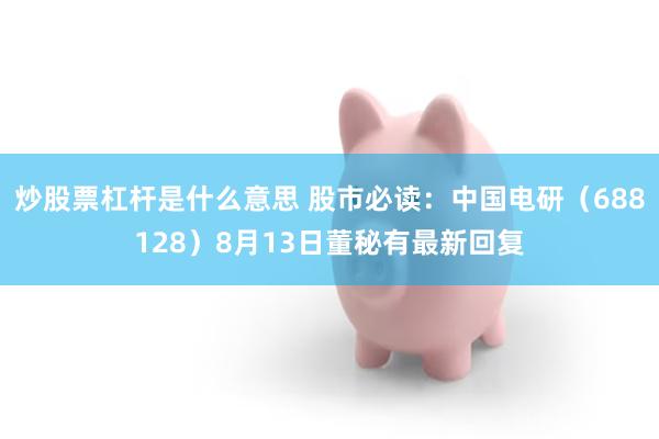 炒股票杠杆是什么意思 股市必读：中国电研（688128）8月13日董秘有最新回复